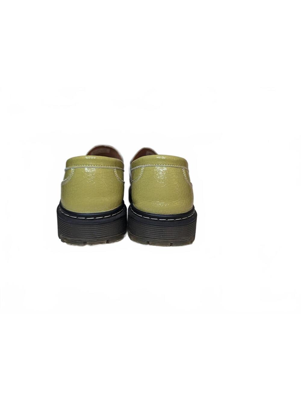 Clakblrg Green Patent Leather Loafers with White Contrast Stitching Size 9 - Picture 4 of 6